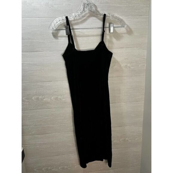 Forever 21‎ Velvet Black Mini Dress V Neck Side Slit Small - Picture 3 of 7